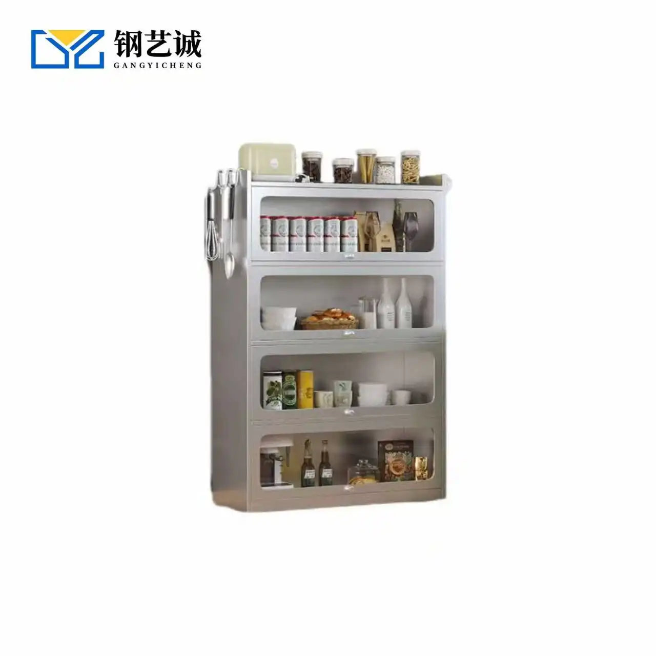 Stainless Steel 4-door Flip-top Cabinet
